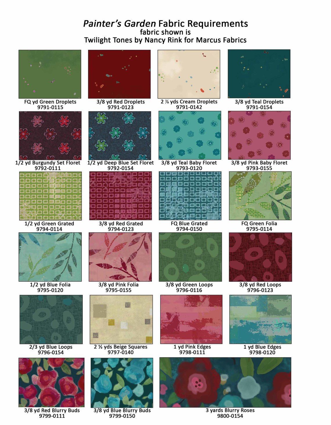 Quilt Patterns: Painter's Garden BOM Pattern